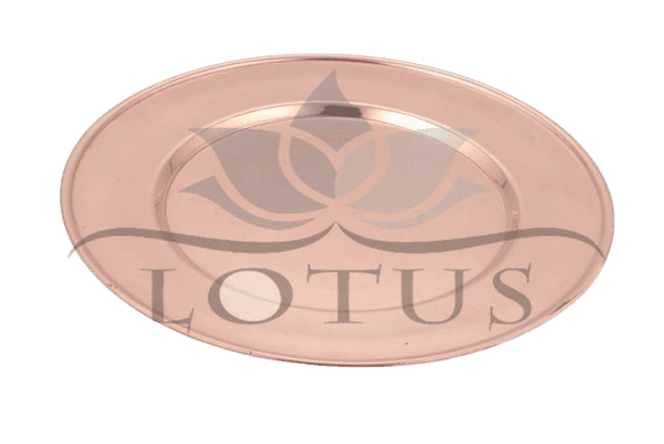Polished brass copper show plate for fine dining table settings — luxury hotelware Lotus Metal Works Pakistan
