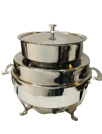 Stainless steel bain-marie soup tureen for hotel buffets — Lotus Metal Works Pakistan hotelware manufacturer
