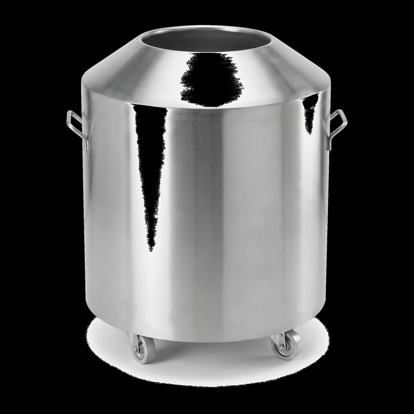 Round mobile tandoor on wheels in stainless steel — commercial cooking equipment Lotus Metal Works Pakistan