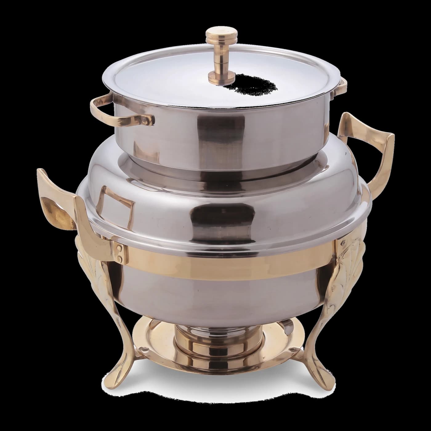 Stainless steel soup tureen with stand for hotel buffets — Lotus Metal Works Pakistan hotelware supplier