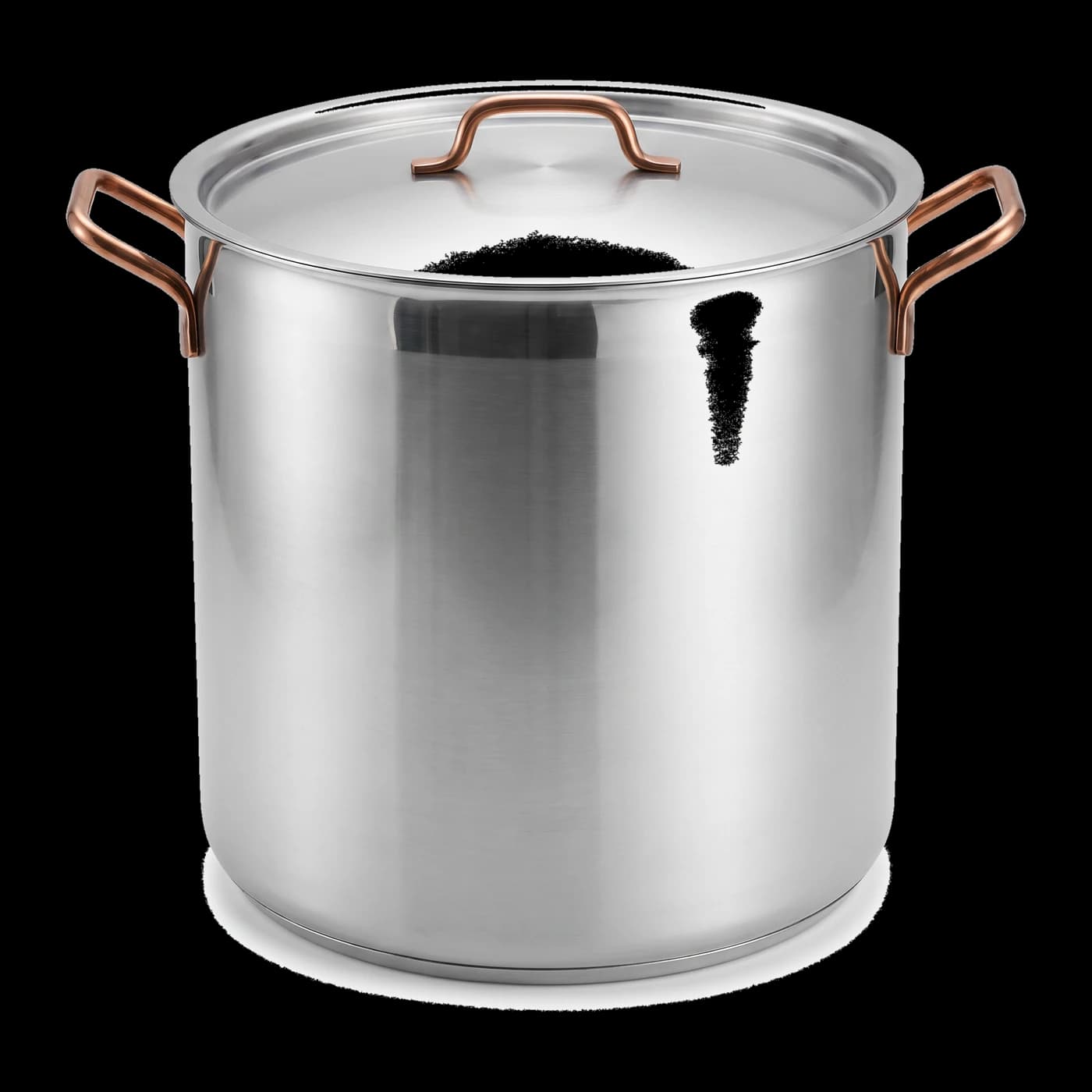 Large stainless steel stock pot with copper handles for commercial kitchens — Lotus Metal Works Pakistan hotelware